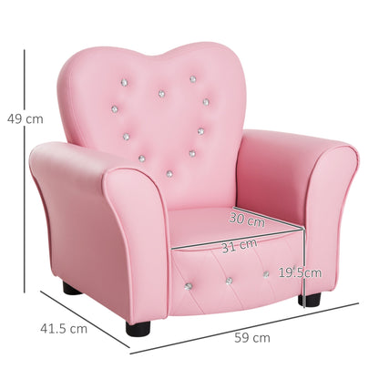 armroncin for padded children, bedroom armchair with pvc coating and wooden structure, 59x41.5x49cm, pink - Borgè