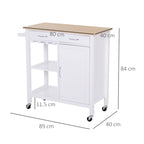Classic Kitchen Cart With Drawers and Wooden Wooden Spaces 89x40x84cm - Borgè