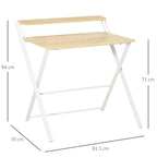 Folding Desk Space with Superior Shelf for Room and Office, 81.5x70x84cm, Wood and White Color - Borgè