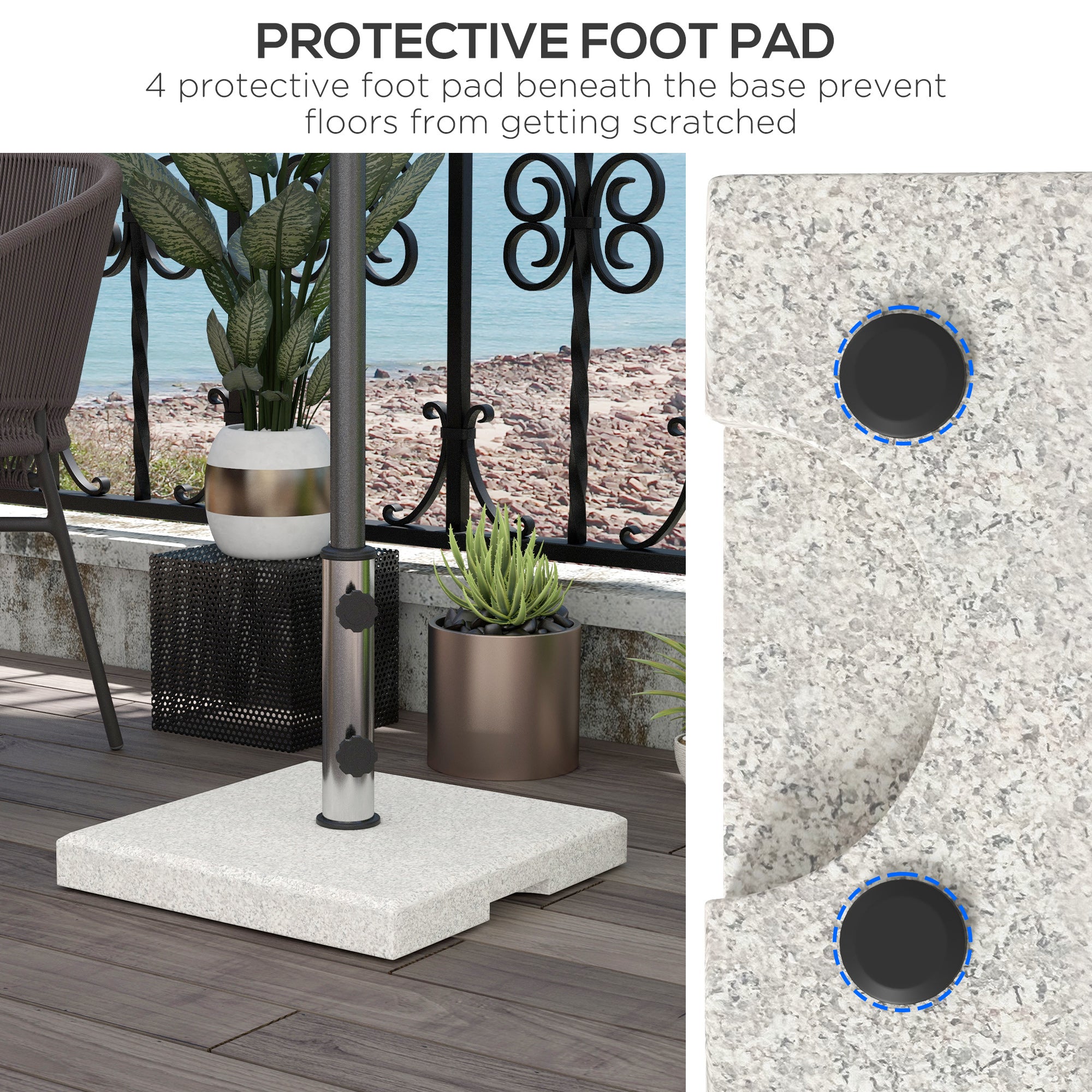 Base Outsunny for garden umbrella 25kg for Ã˜32mm poles, Ã˜38mm and Ã˜48mm, in granite and stainless steel, 38x38x38 cm, gray - Borgè