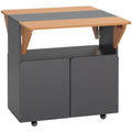 Homcom Folding table saving for 4 people max with 4 wheels, hidden shelf and locker with doors, 70x83x75 cm - Borgè