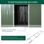 Steel Sheet Garden Tool Shed, Steel Garden Storage Shed with Sliding Doors, 280x130x172cm, Light Green - Borge' Group Limited