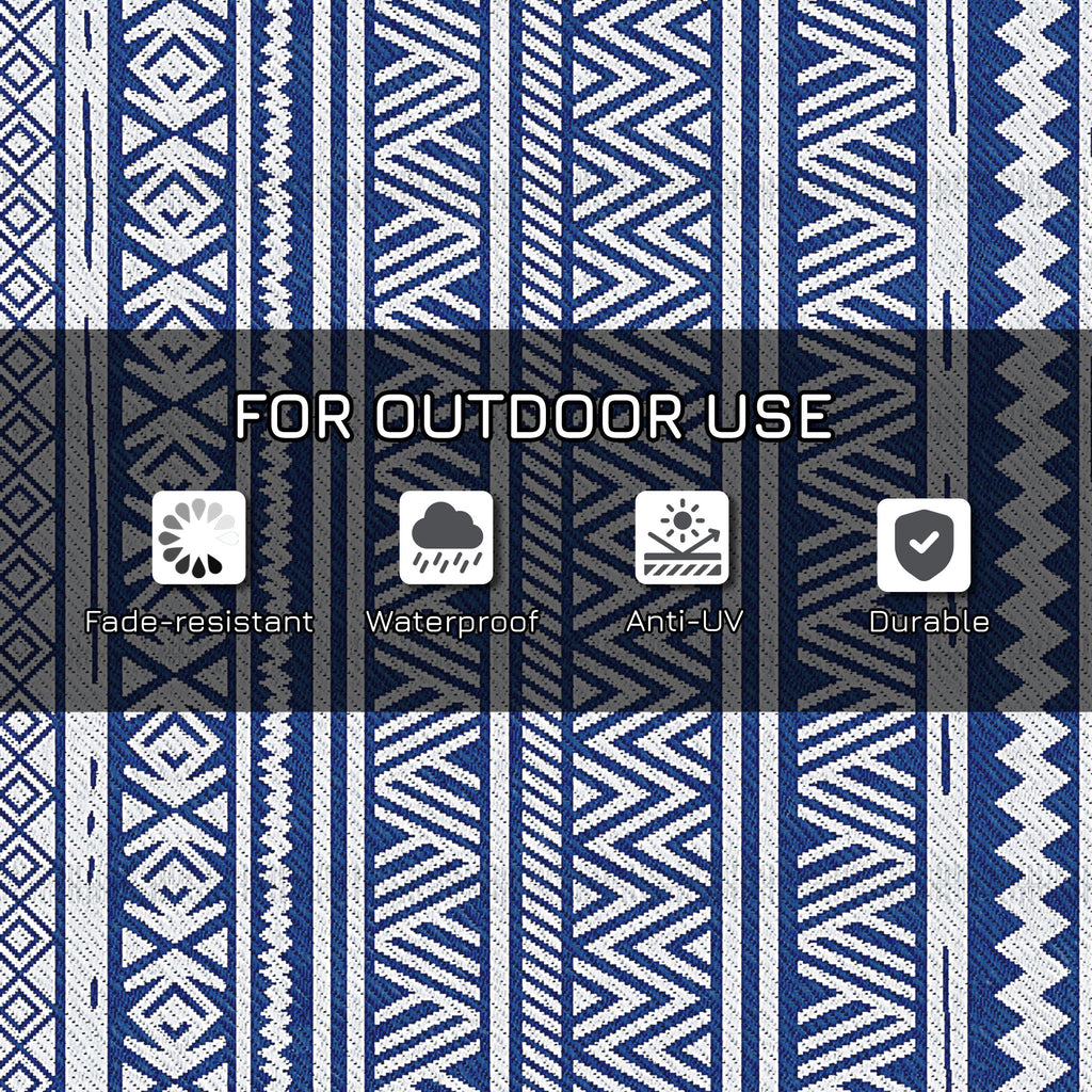 Outsunny outdoor carpet 182x274 cm folding and reversible, in blue and white polypropylene - Borgè