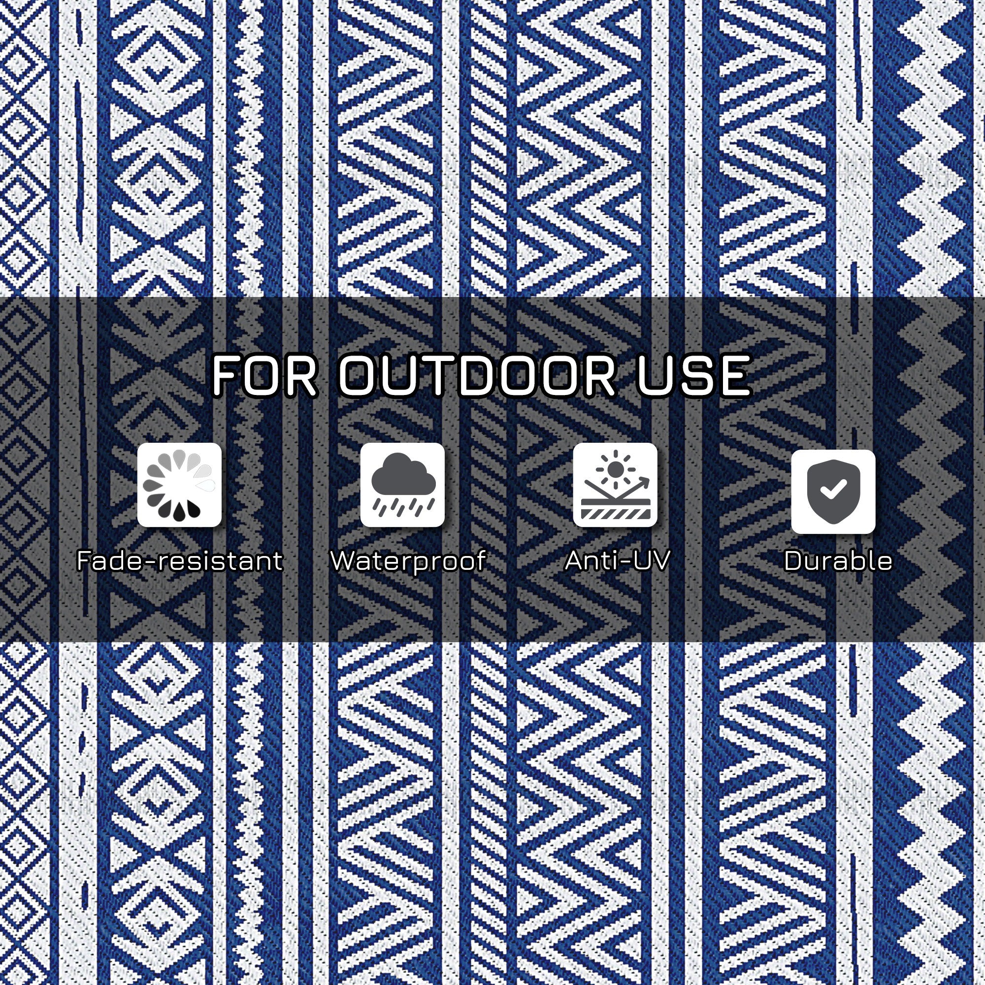 Outsunny outdoor carpet 182x274 cm folding and reversible, in blue and white polypropylene - Borgè