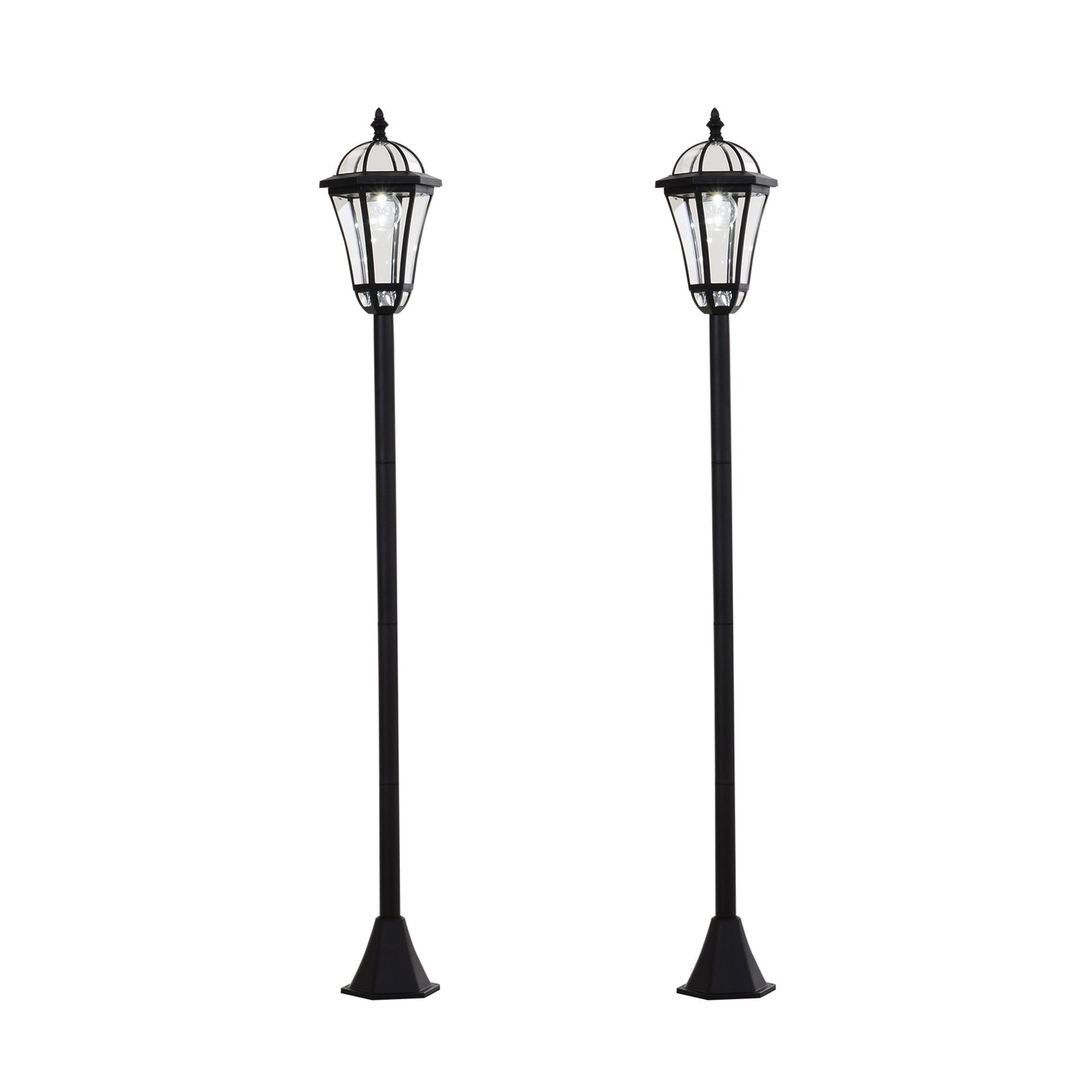 Outsunny set 2 solar lampposts per garden with 2 LEDs and automatic ignition, black - Borgè