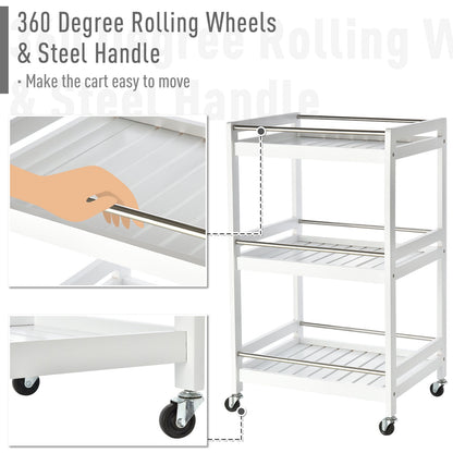 SPOON | White Wooden Trolley with 360 ° Wheels