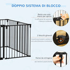 8 Section Folding Dog Safety Gate, Self-Locking & Locking System, Black - Borge' Group Limited