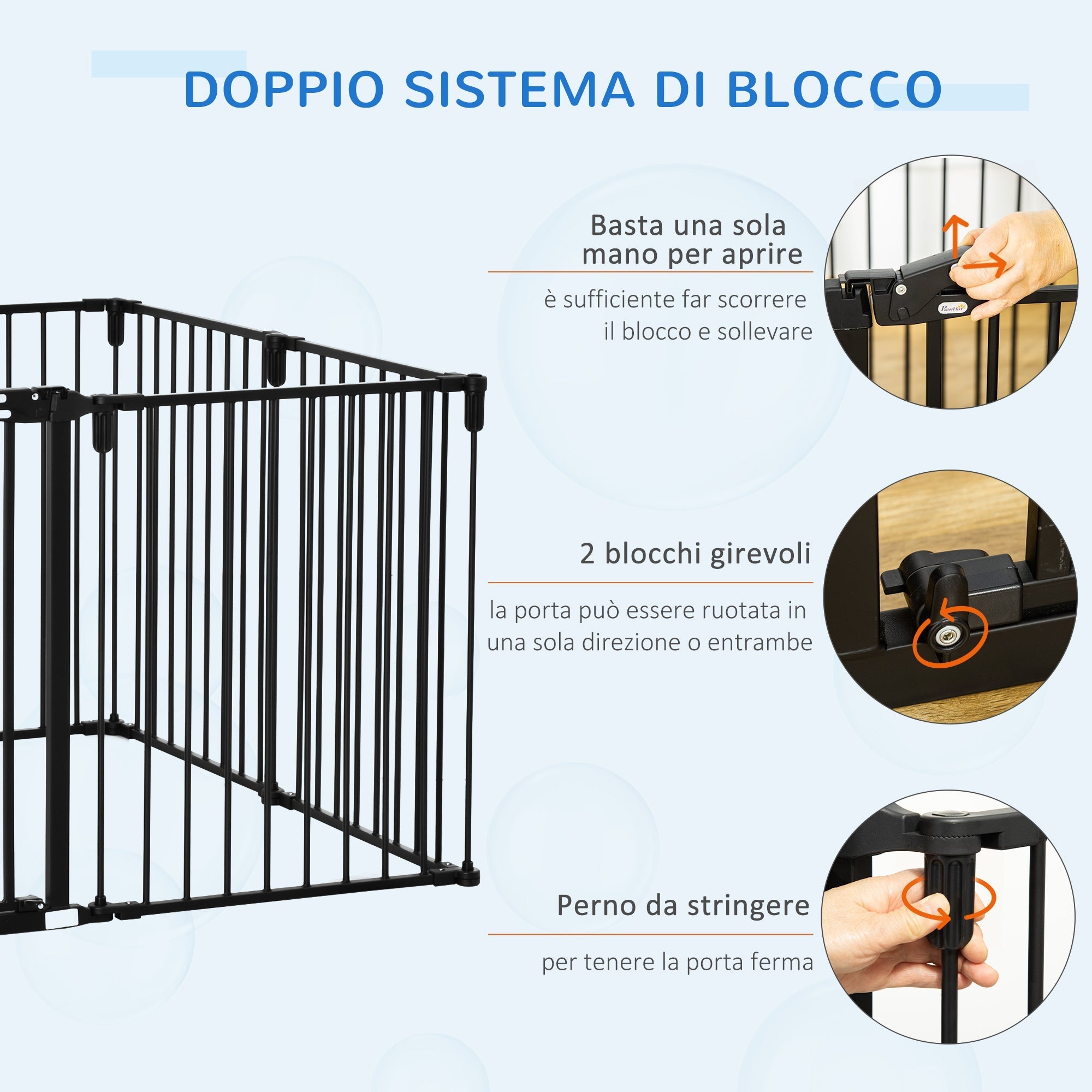 8 Section Folding Dog Safety Gate, Self-Locking & Locking System, Black - Borge' Group Limited