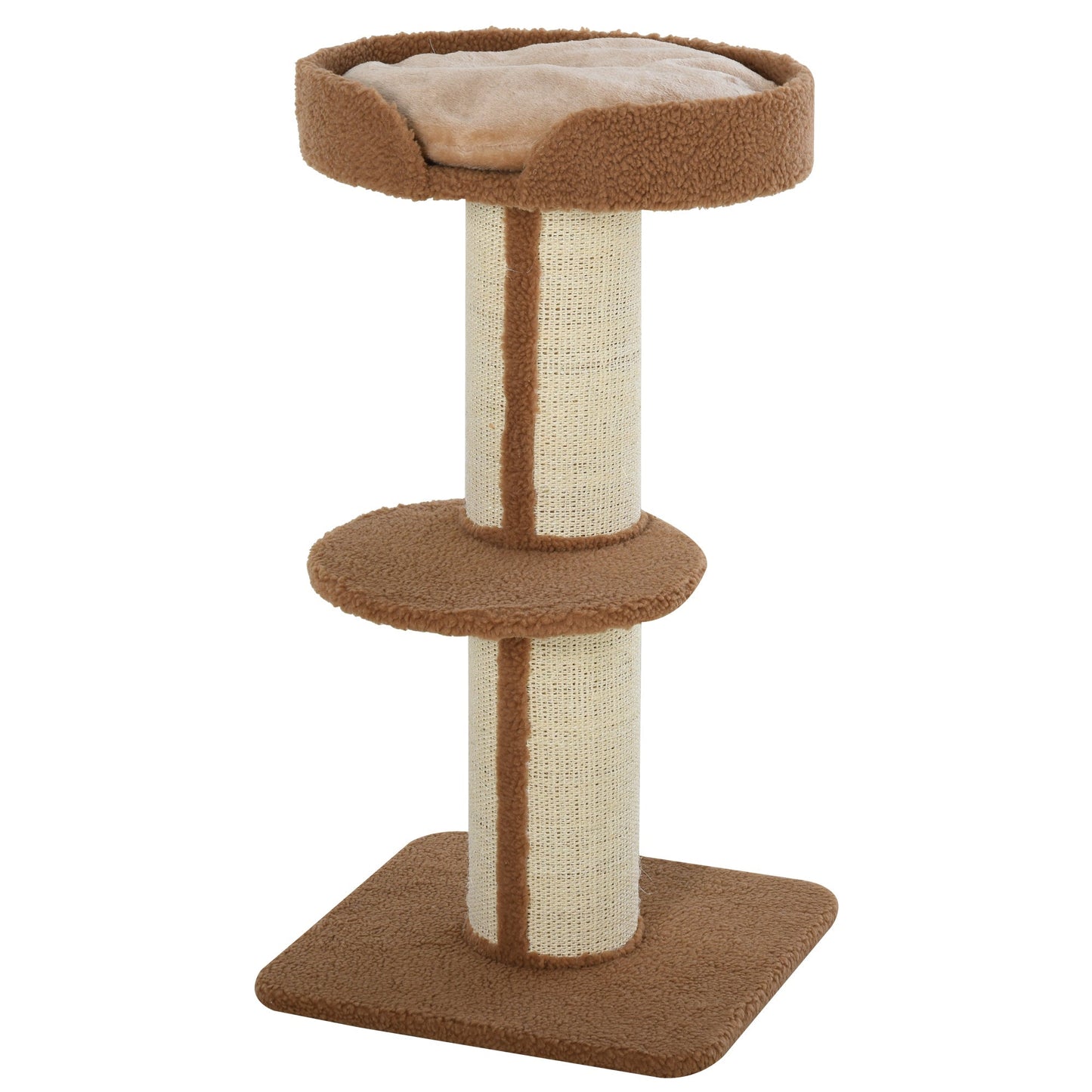 Cat Tree for cats with Scratch Pole with Bed, pillow, and soft coating- brown - Borgè