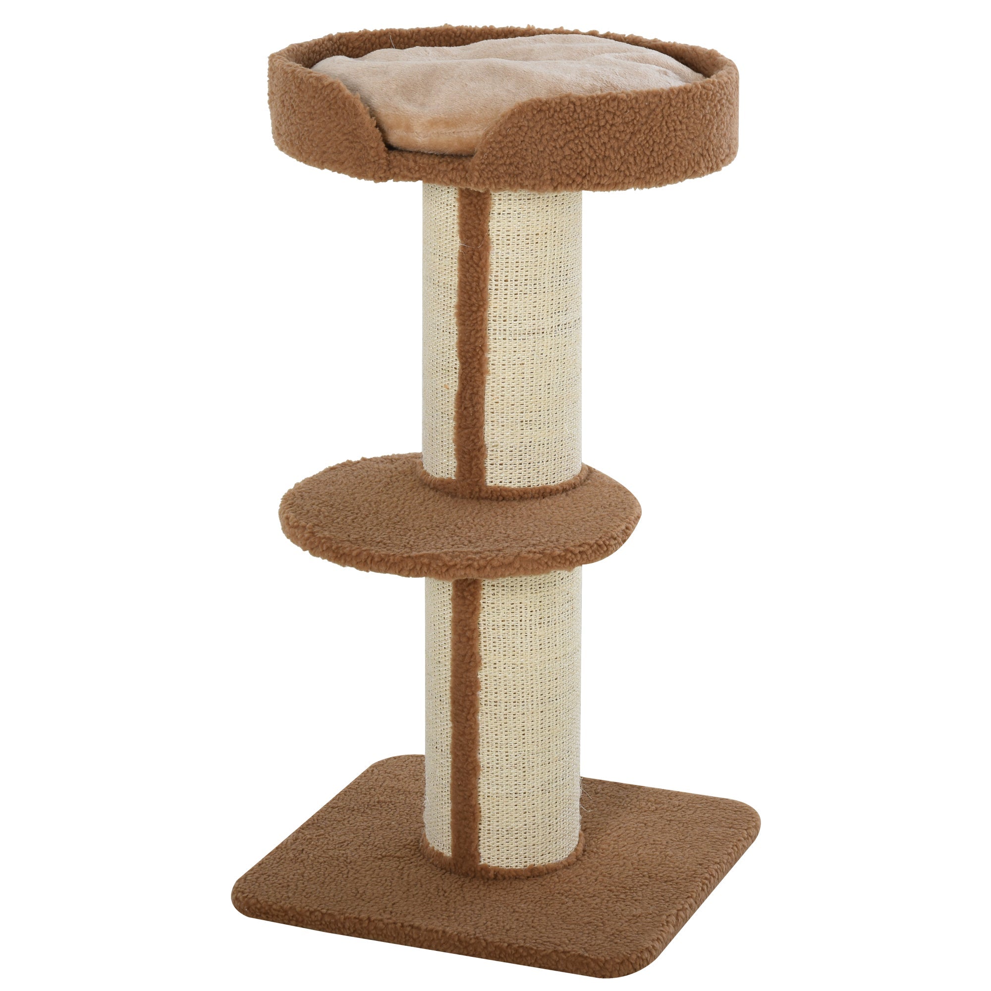 Cat Tree for cats with Scratch Pole with Bed, pillow, and soft coating- brown - Borge' Group Limited