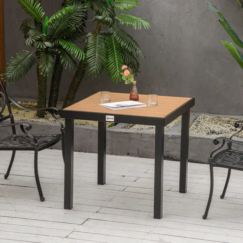 6-Seater Garden Table in Aluminum and Plastic, Black and Wood Color - Borge' Group Limited
