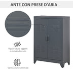 Multiuse cabinet 2 doors industrial style, metal locker for home and garage - Grey - Borgè