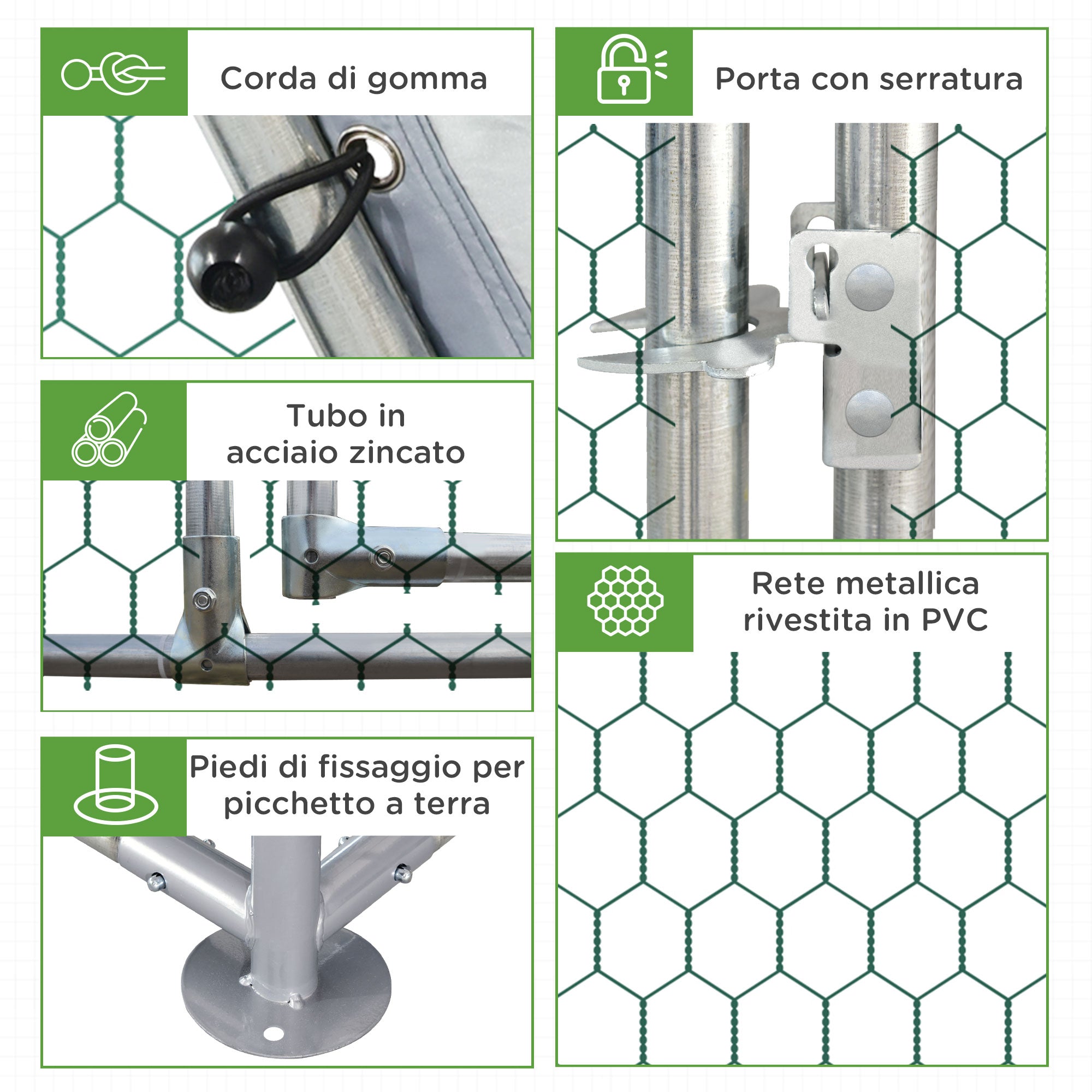 Chicken Run with Cover for 4-6 Chickens, Steel, 280x190x195 cm - Borge' Group Limited