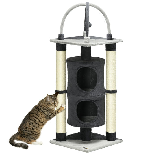 Cat Tree for cats with Scratch Pole for up to 5 Kgs Cats | 39X39X114 CM - Borgè