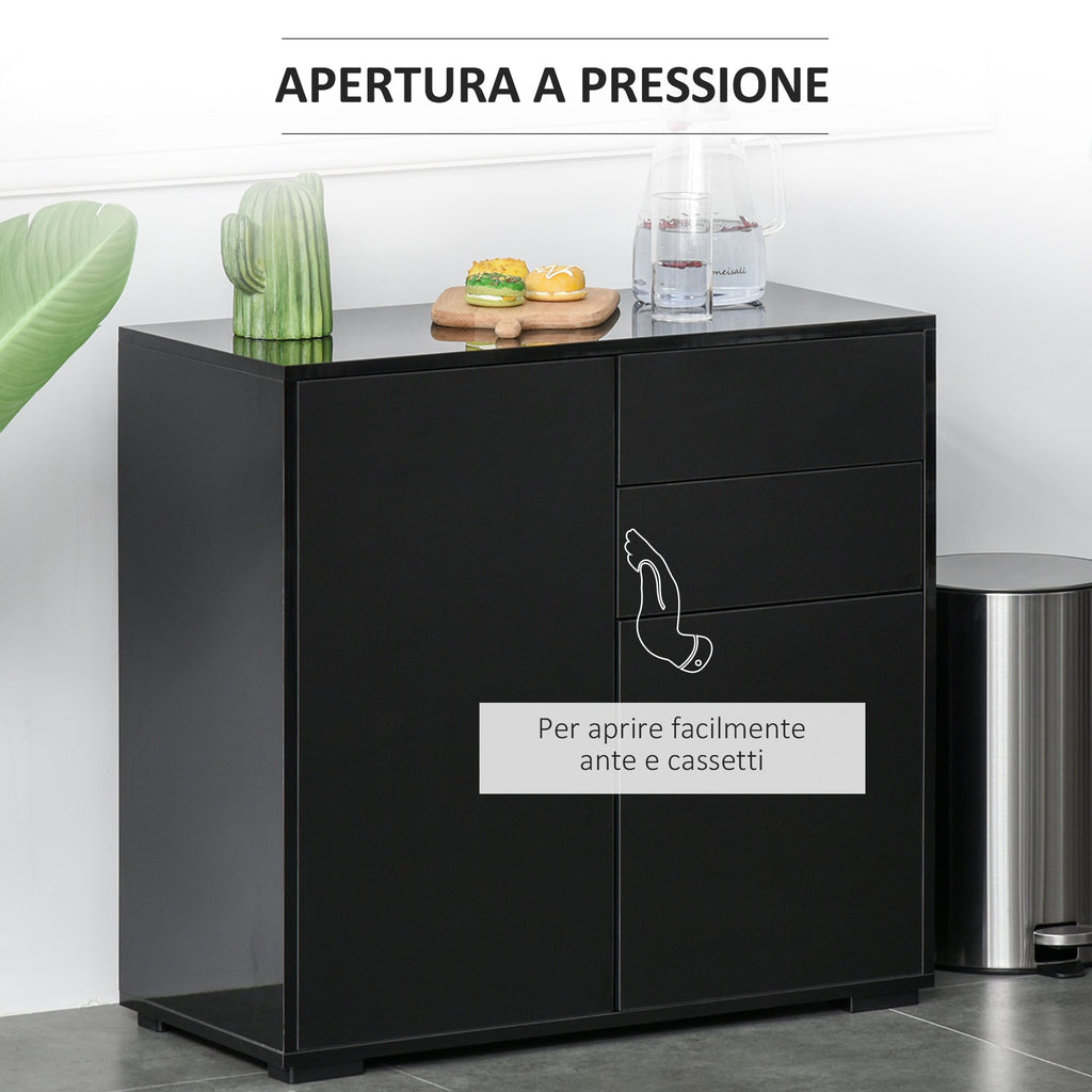 Multiuse cabinet with 2 drawers and 2 lockers, pressure opening, home and office furniture, 79x36x74cm - Borgè