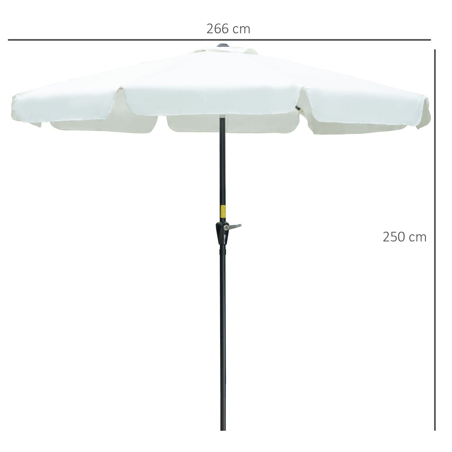 Outsunny Round Garden Umbrella with central pole and upper vent, φ266x250cm, beige - Borgè