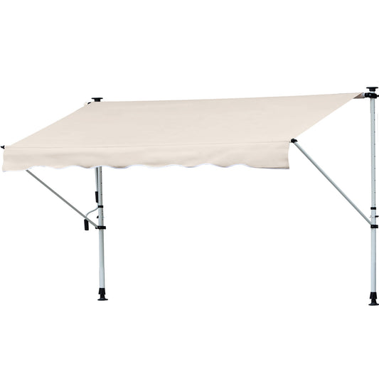 Outsunny arms curtains with crank, metal telescopic structure and polyester parasol 400x120cm kaki - Borgè