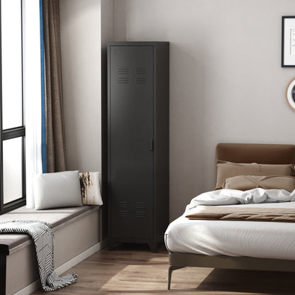 Metallic Industrial Style Cardinal to one door, multipurpose cabinet for entrance and bedroom - black - Borgè