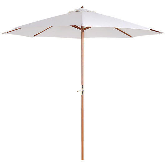 Outsunny garden umbrella with central wooden pole, waterproof and UV, beige, φ270 x 250a cm rays resistant - Borgè