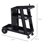 Durhand officed shopping carriage welding system 3 shelves 4 wheels black - Borgè