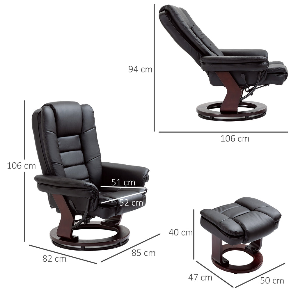 THE BOSS | Black Armchair with footrest | 360 ° Swivel and Reclining - Borgè