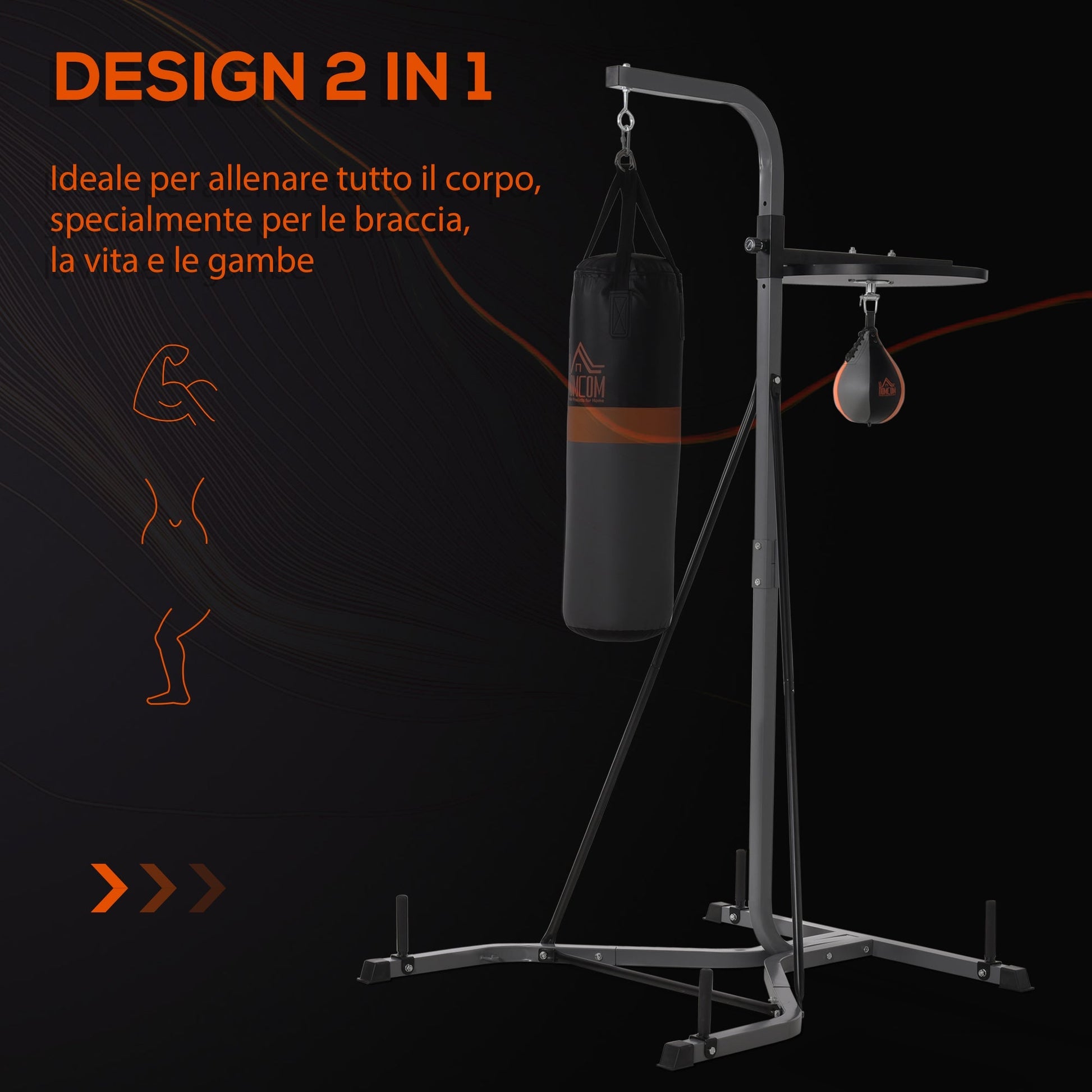 Adjustable Multipurpose Station with 20kg Punching Bag and Punching Ball for Boxing Training - Borgè