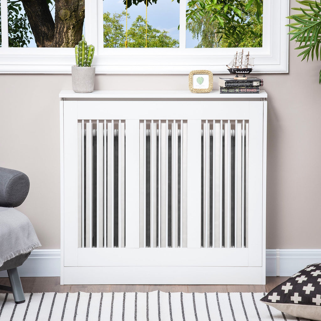 cover -levy with modern and elegant slab for the house, in mdf and steel, 90x18x84cm, white - Borgè