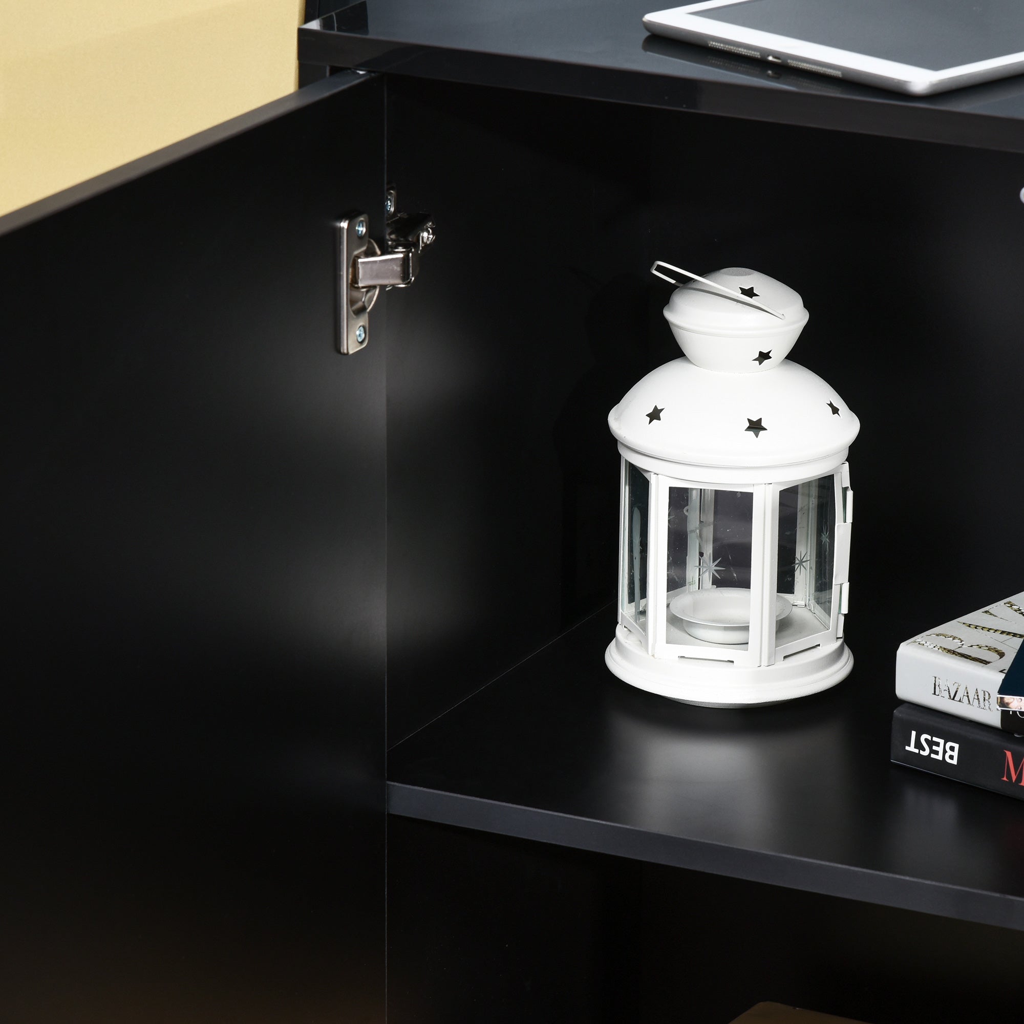 Homcom Black Multiuse Cabinet with 2 drawers and 2 Pressure opening cabinets, 117x36x74cm - Borgè