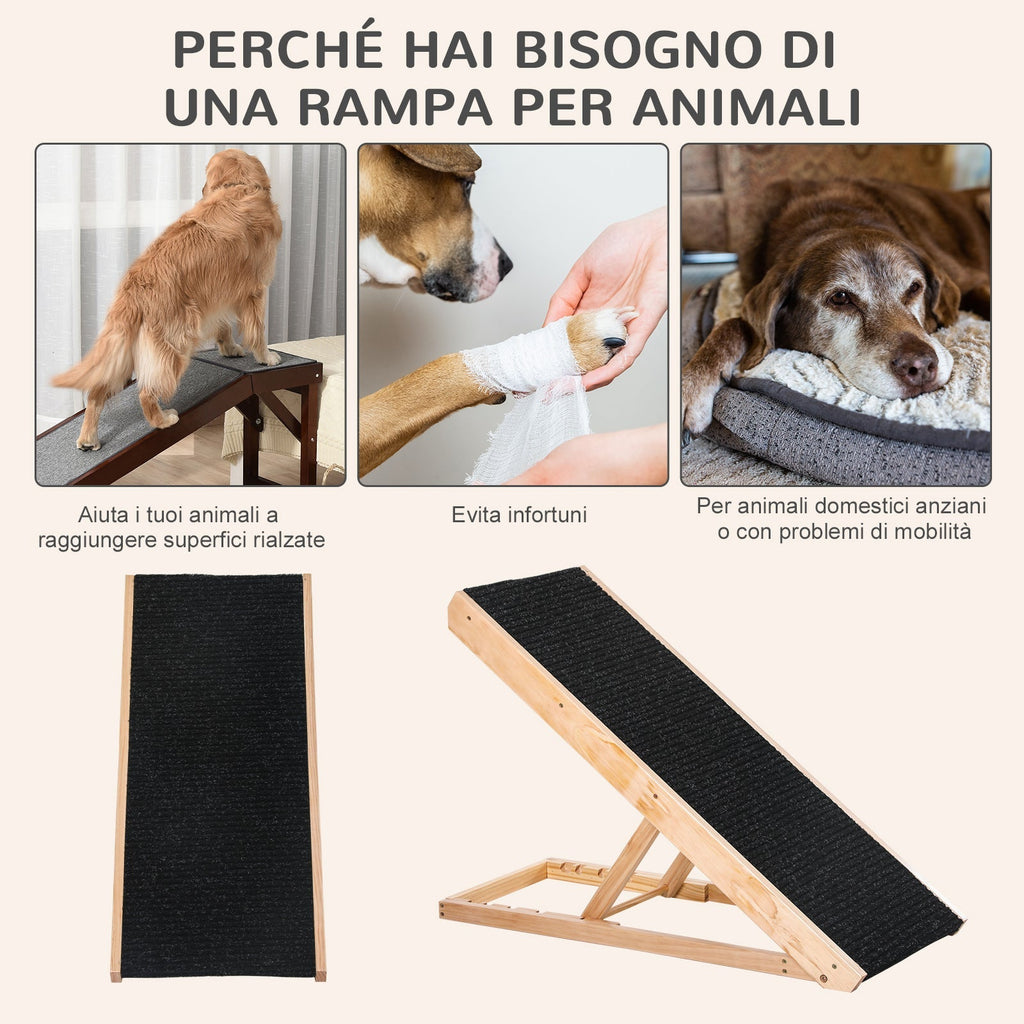 Pawhut ramp for dogs and cats up to 75kg folding non -slip and adjustable folding - Borgè