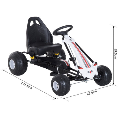 Go Kart with Pedals for Children 3-6 Years with Adjustable Seat, Plastic and Iron, 101.5x65.5x59.5 cm, Black and White - Borgè