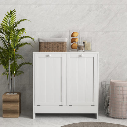 Clothes Cabinet with 2 Wooden Tilt Compartments, 66x33x68cm, White - Borgè