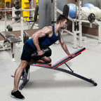 Multifunctional Adjustable Abdominal Bench, Gym Weight Bench for Arm and Leg Training 54x160x106cm, Black and Red - Borge' Group Limited