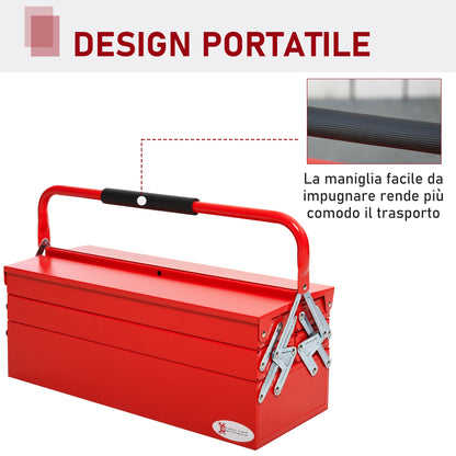 Durhand Case holder holder in folding steel with 5 trays, 51x21x41cm, red - Borgè