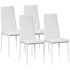 Homcom set of 4 dining chairs with high backrest in fake skin and steel, 41x50x97cm, white - Borgè