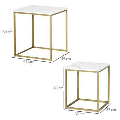 CUBE | White and Gold Marble Set of 2 Living room / Coffee Table