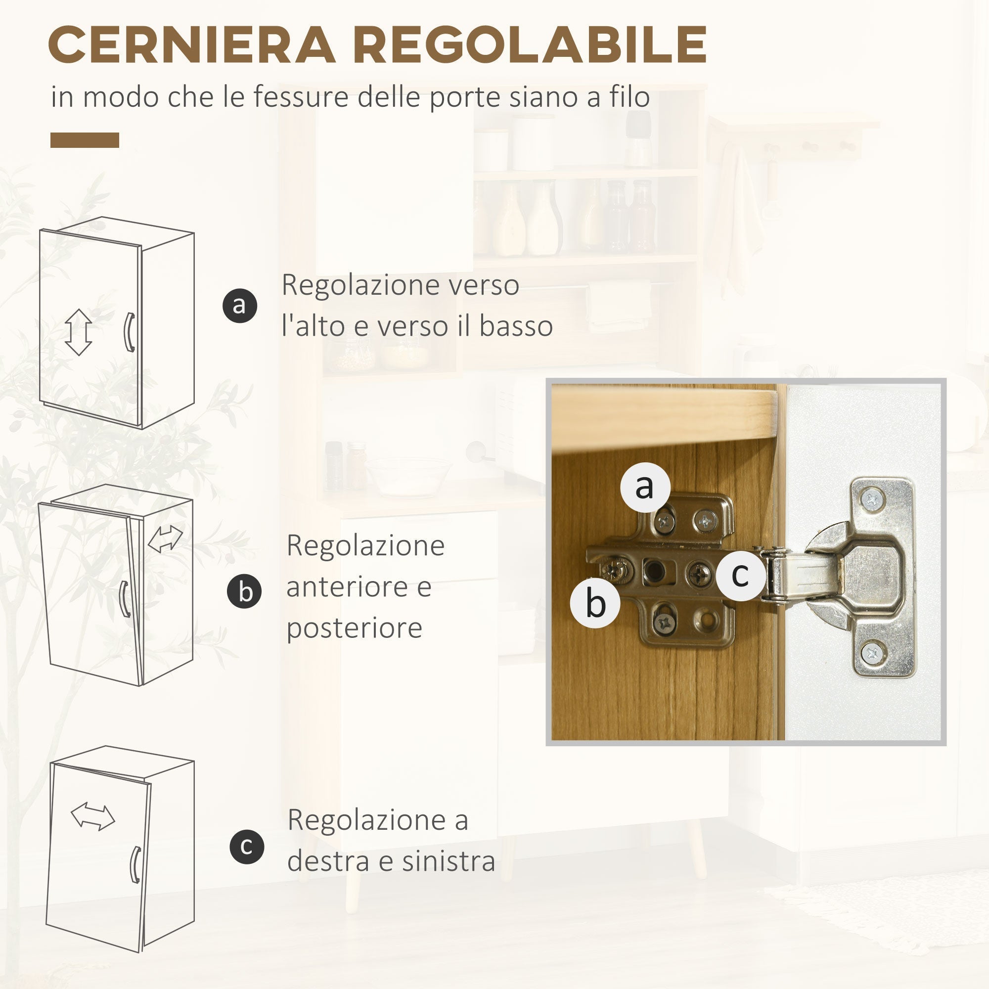 Homcom Kitchen pantry in chipboard with cabinets, drawers, adjustable shelves and Appendino, 93x40x180 cm - Borgè