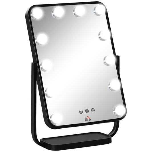 Illuminated make -up mirror inclinable with 12 LED lights and adjustable brightness, 32.8LX11x47.4cm