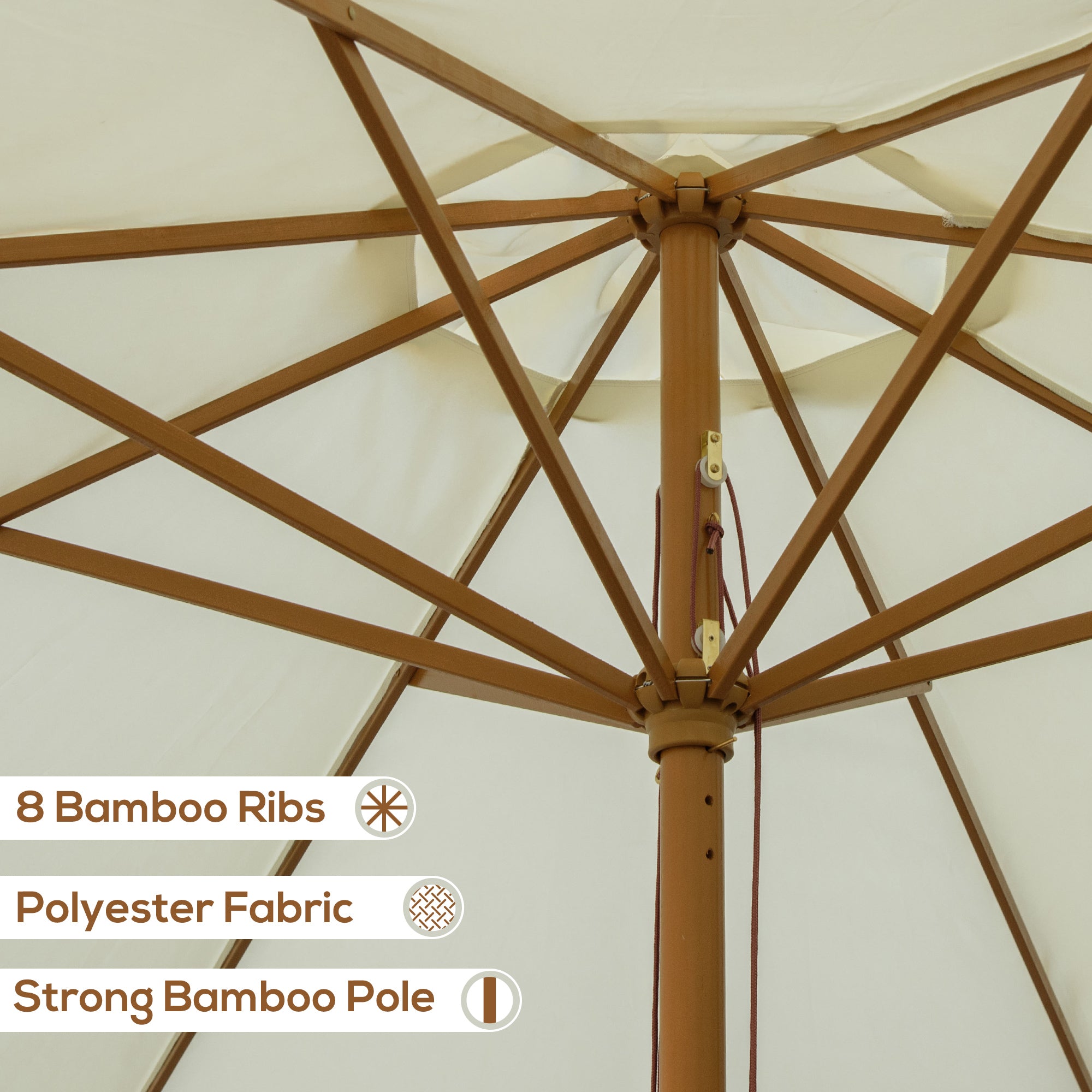 Outsunny garden umbrella with double roof, in bamboo wood and polyester, Ã˜325x250 cm, beige - Borgè