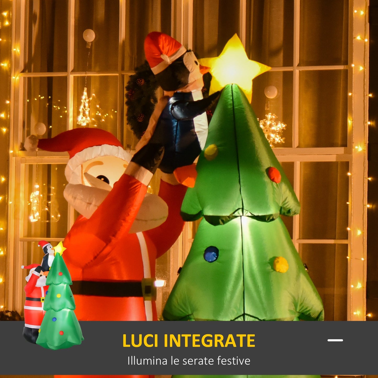 Inflatable Santa Claus with LED lights - Borgè