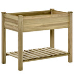 Raised Wooden Planter with Legs and Bottom Shelf for Garden and Balcony 91x51x76cm - Borge' Group Limited