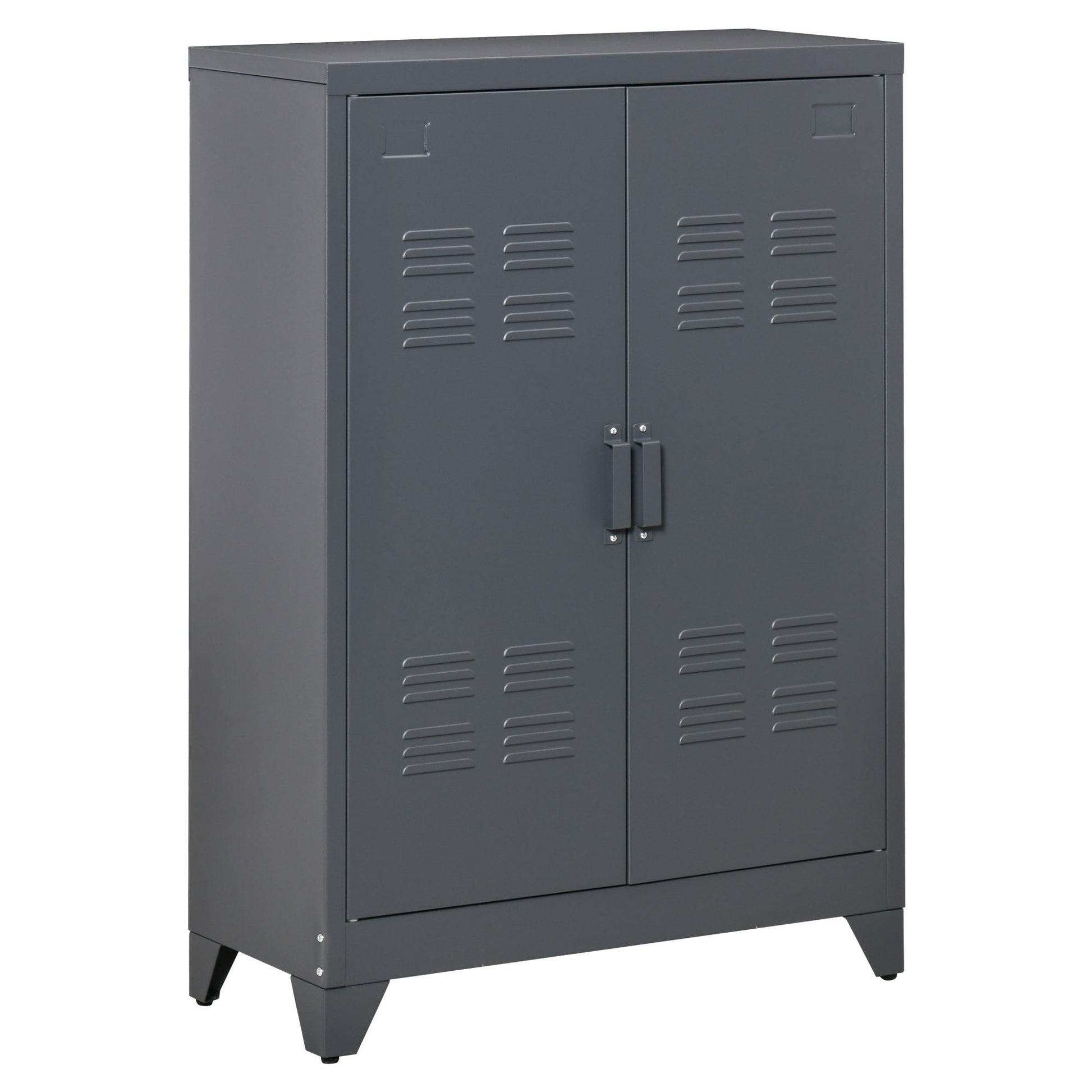 Multiuse cabinet 2 doors industrial style, metal locker for home and garage - Grey - Borgè