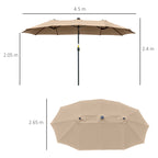 Double Garden Umbrella |  4.5m with 48 LED lights and Crank - Borge' Group Limited