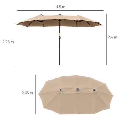 Double Garden Umbrella | 4.5m with 48 LED lights and Crank - Borgè