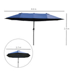 Double Garden Umbrella with Crank Opening, Steel and Polyester, 460x270x240 cm, Blue - Borge' Group Limited