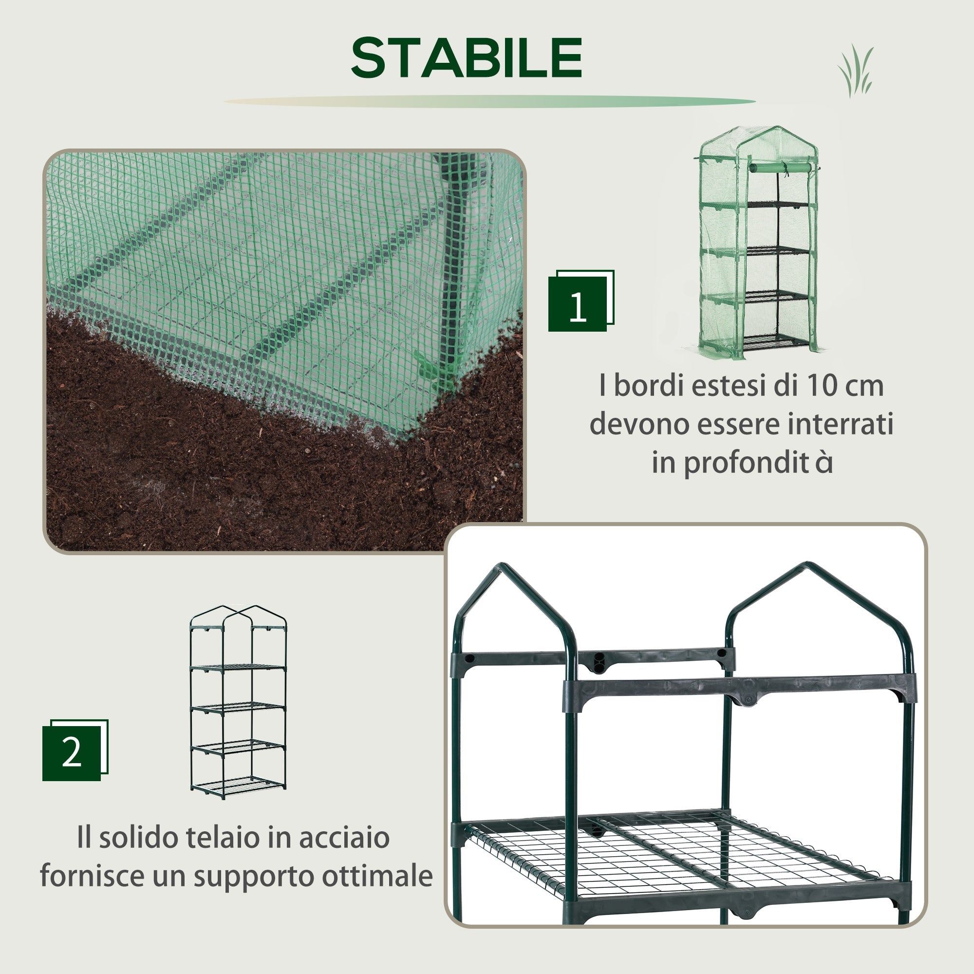 Vertical Plant Greenhouse with 4-Tier Steel and PE Shelf Dark Green, 70x50x160cm - Borge' Group Limited