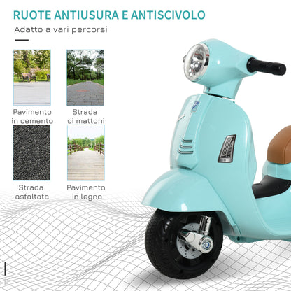 electric motorcycle for children with official Vespa 6v battery license, headlights and horn, for children of 18-36 months, green, 66.5x38x52cm - Borgè