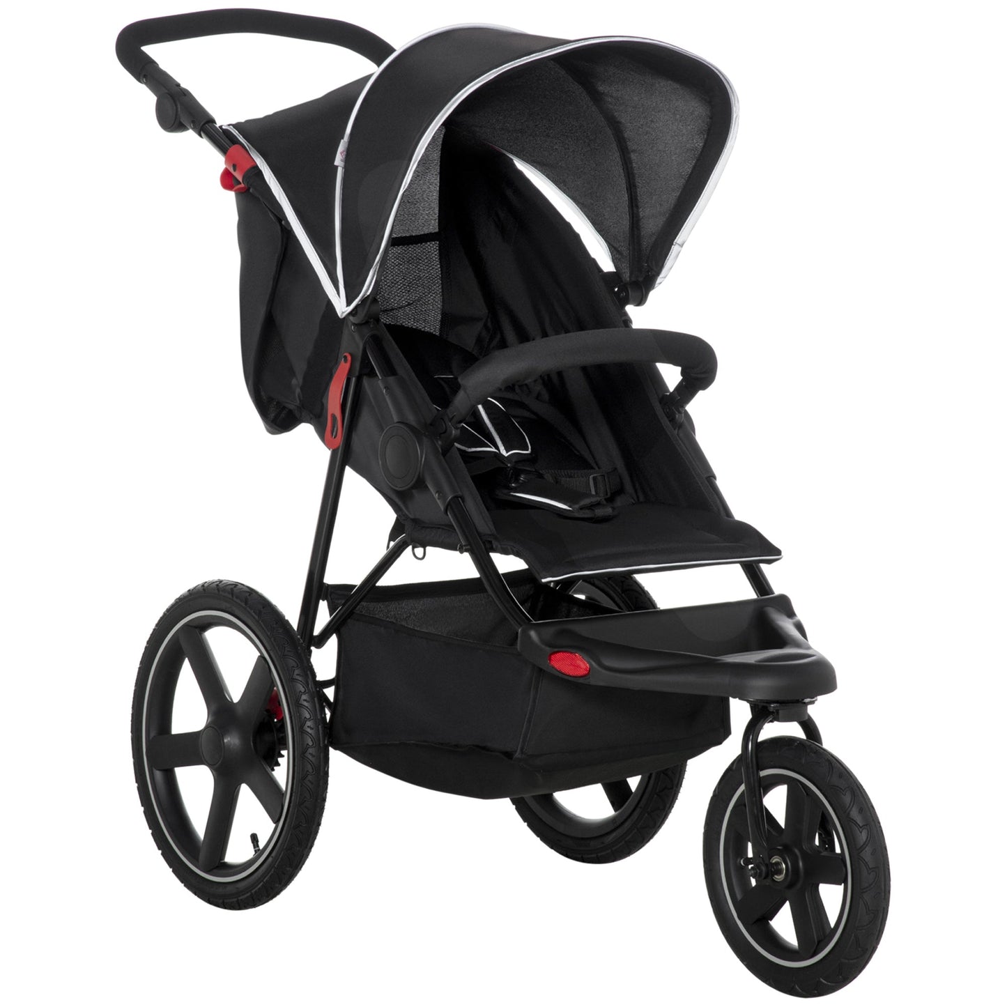 Folding stroller for children 0-36 months with adjustable roof and storage basket, 128x58x106 cm, black - Borgè