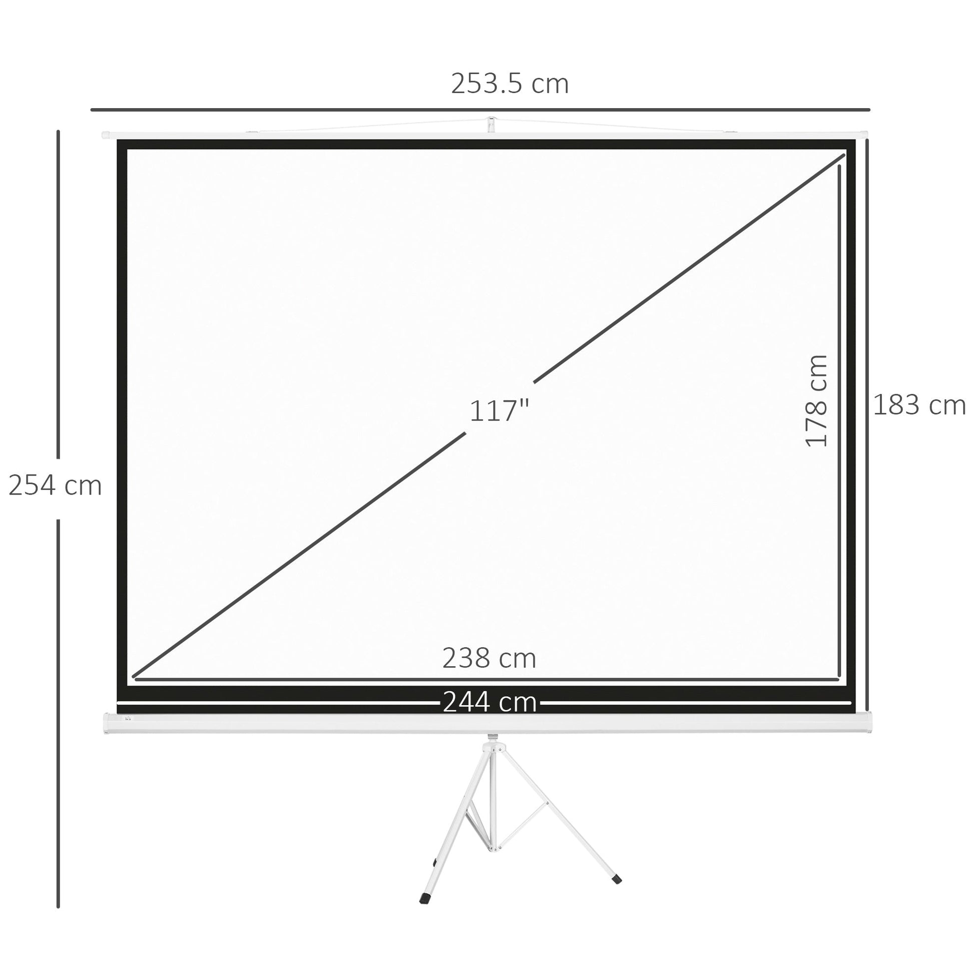 Homcom 120 "4: 3 format projector in network, plastic and metal fabric with tripods, 244x183 cm, white - Borgè