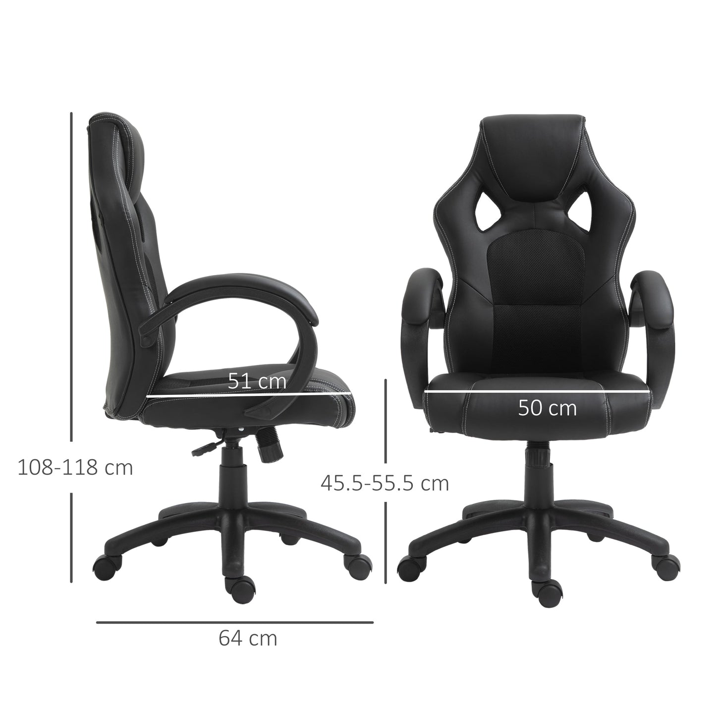 Gaming style office chair, black - Borgè