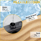 4 -piece umbrella base for umbrella filled with water or sand and connection hooks, black - Borgè